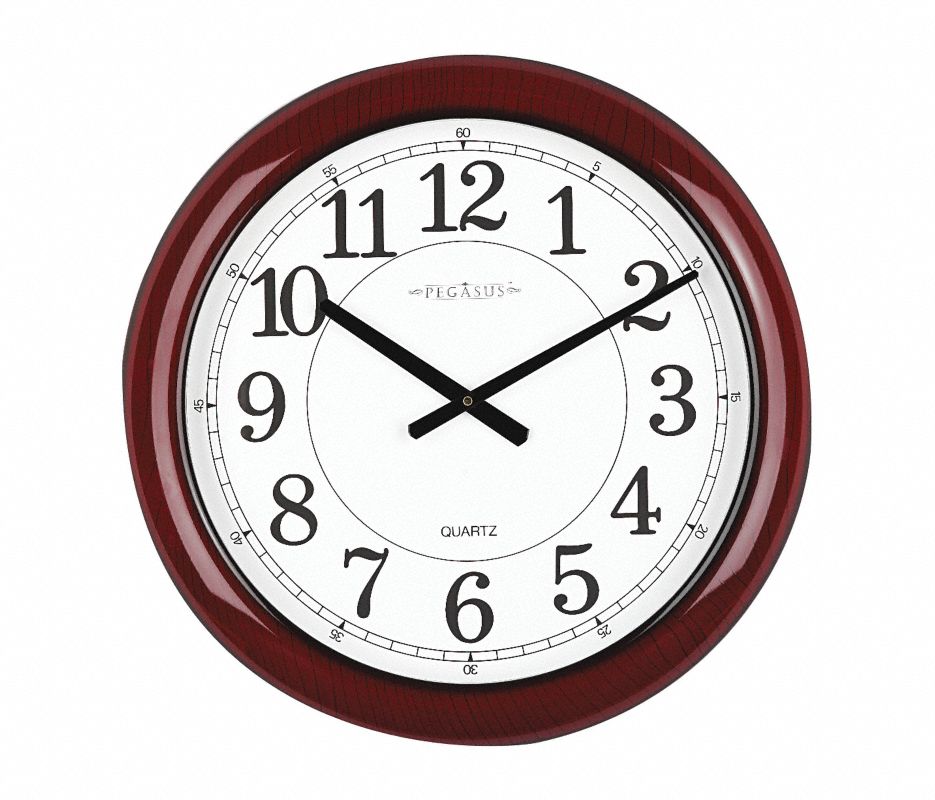 Analog Clock,24 In,Burgundy