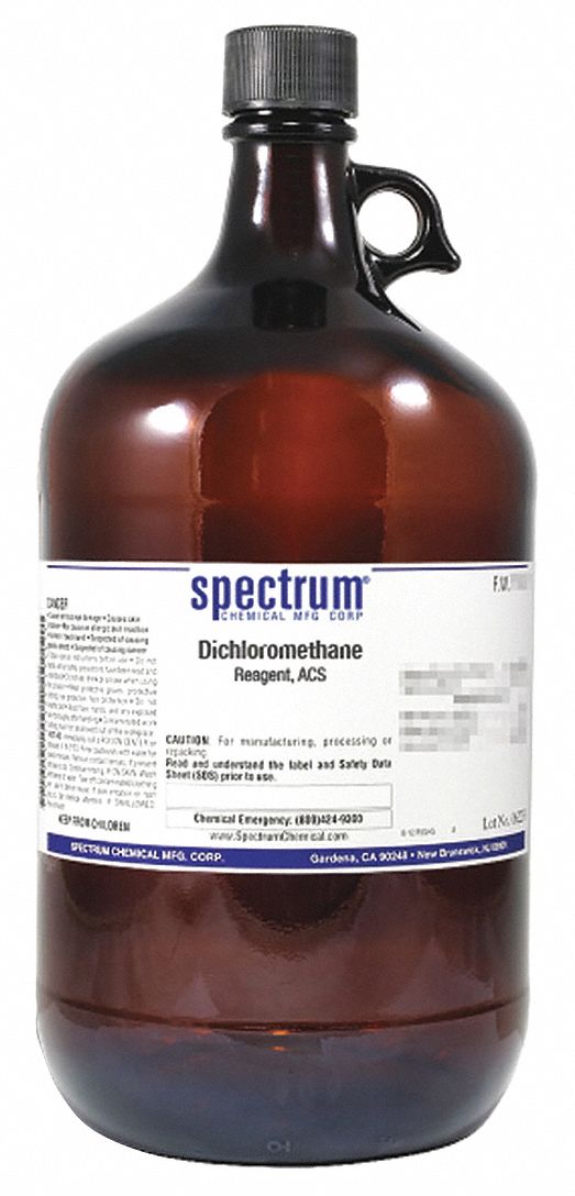 Dichloromethane: ACS, 4 L, 75-09-2, Solvent, Liquid, Bottle, Glass, 24 mo Shelf Life, 1