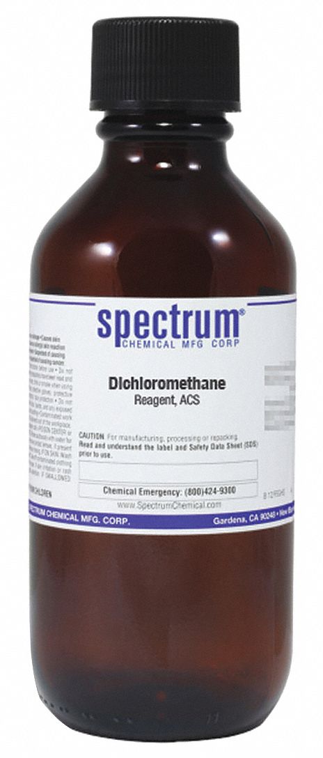 Dichloromethane: ACS, 500 mL, 75-09-2, Solvent, Liquid, Bottle, Glass, 24 mo Shelf Life, 1