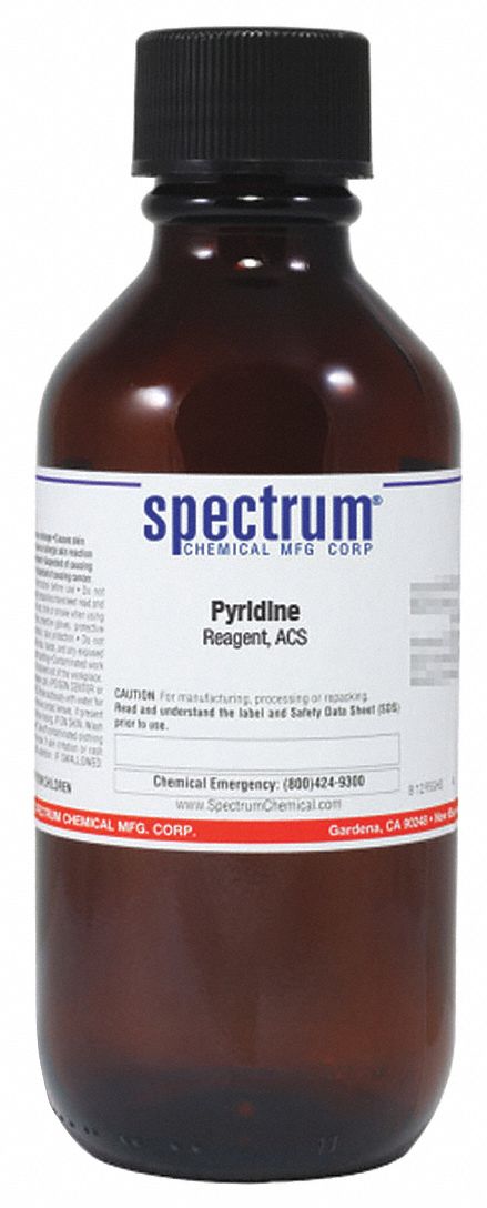 Pyridine: ACS, 500 mL, 110-86-1, Reagent, Liquid, Bottle, Glass, 24 mo Shelf Life, 1