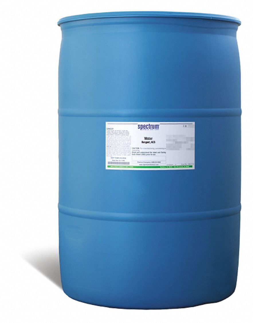 Water - Deionized: ACS, 200 L, 7732-18-5, Solvent, Liquid, Drum, Plastic, 24 mo Shelf Life, 1