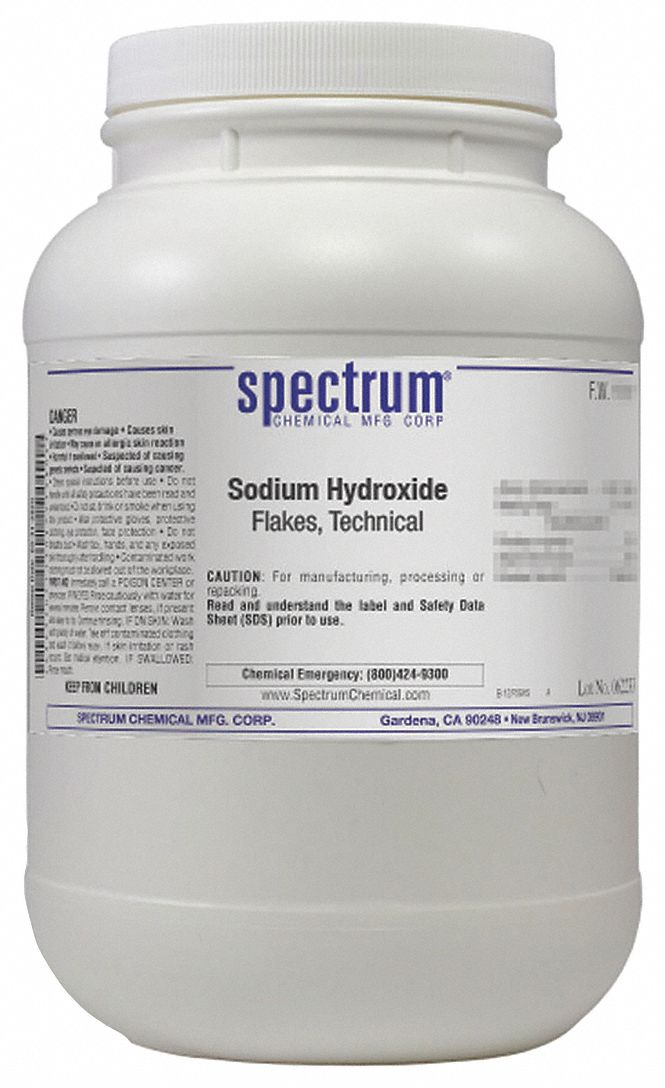 SPECTRUM Sodium Hydroxide, Flakes, Technical, Bases, Bottle, 2.5kg ...