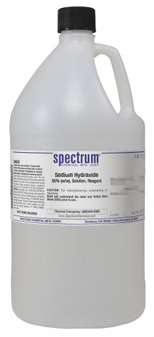 Sodium Hydroxide: Lab, 4 L, 1310-73-2/7732-18-5, 50%w/w Concentration, Inorganic, Liquid, Jug, 1