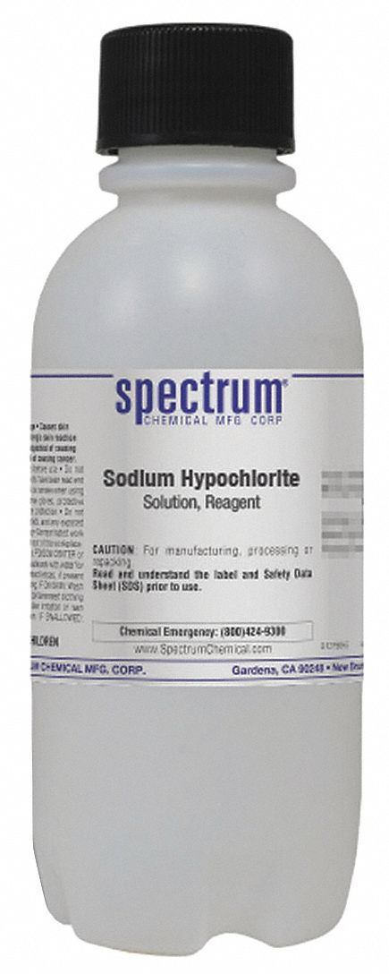 Sodium Hypochlorite: Lab, 500 mL, 7681-52-9/7732-18-5, 12% Concentration, Solution, Liquid, 1