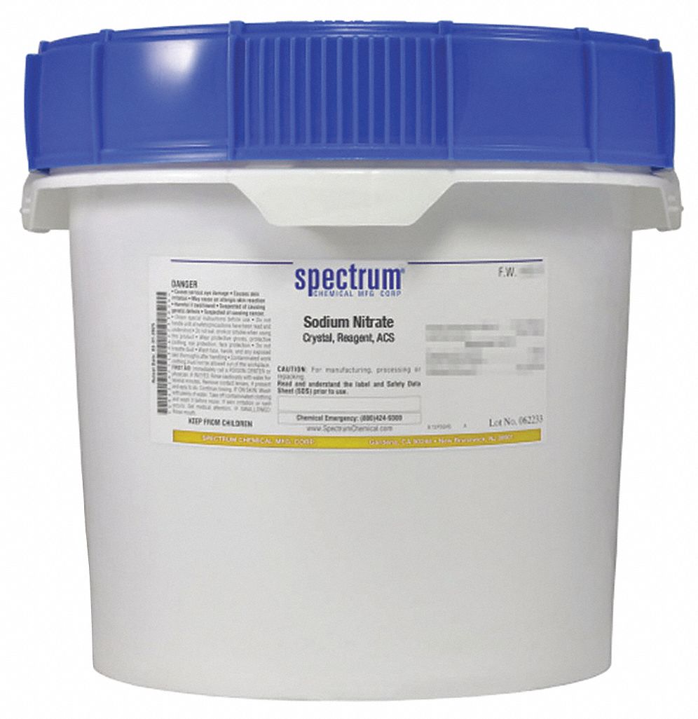 Sodium Nitrate: ACS, 12 kg, 7631-99-4, Reagent, Powder, Drum, Plastic, 24 mo Shelf Life, 1
