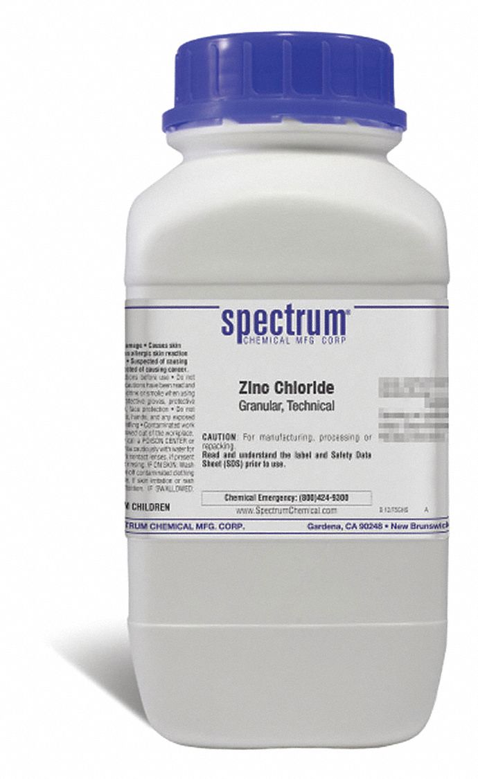 Zinc Chloride: Lab, 2.5 kg, 7646-85-7, Reagent, Powder, Bottle, Plastic, 24 mo Shelf Life, 1