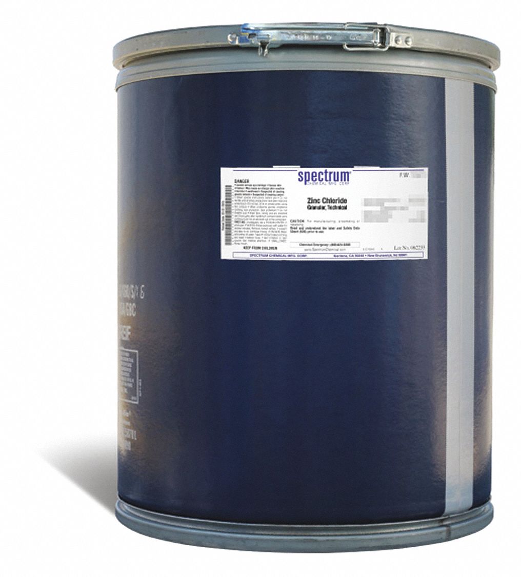 Zinc Chloride: Lab, 50 kg, 7646-85-7, Reagent, Powder, Drum, Fiberboard, 24 mo Shelf Life, 1