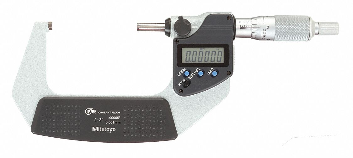 IP65 DIGITAL OUTSIDE MICROMETER, 2 IN TO 3 IN/50.8 TO 76.2MM RANGE, IP65, INCH/METRIC