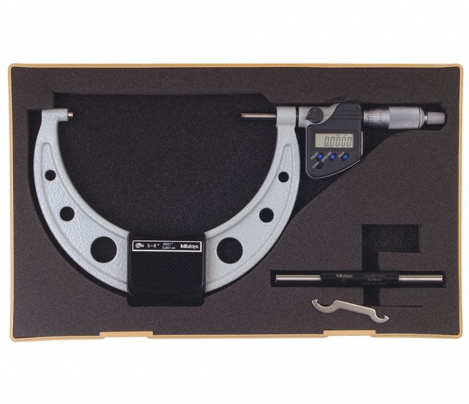 MITUTOYO Micrómetro Digital Electrónico, 5 to 6"/127 to 152mm Rango