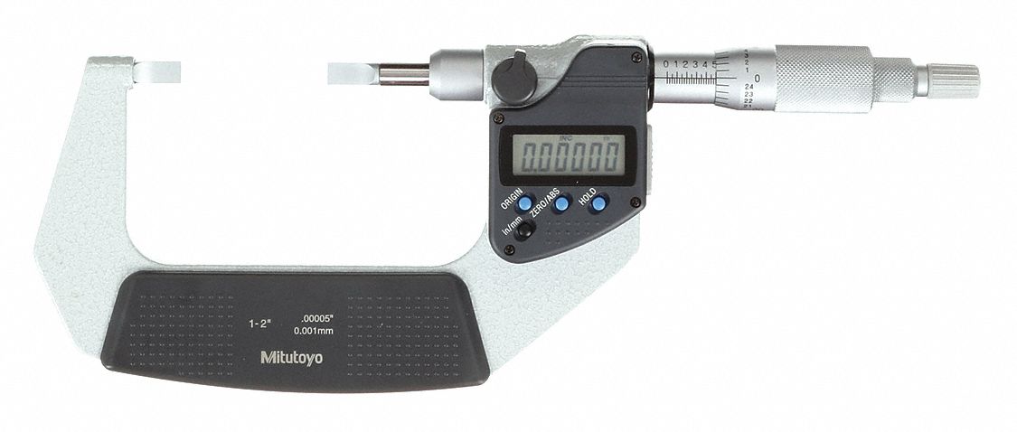 DIGITAL BLADE MICROMETER, DIGITAL, 1 IN TO 2 IN/25 TO 5MM RANGE, CARBIDE