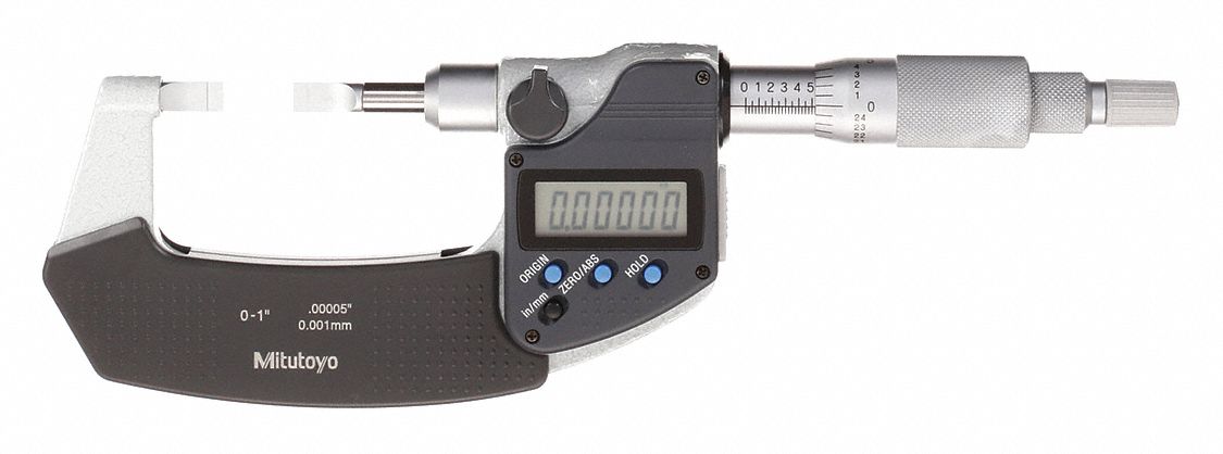 Digital Blade Micrometer: 0 in to 1 in /0 mm to 25.4 mm, Digital, ±0.00015 in Accuracy