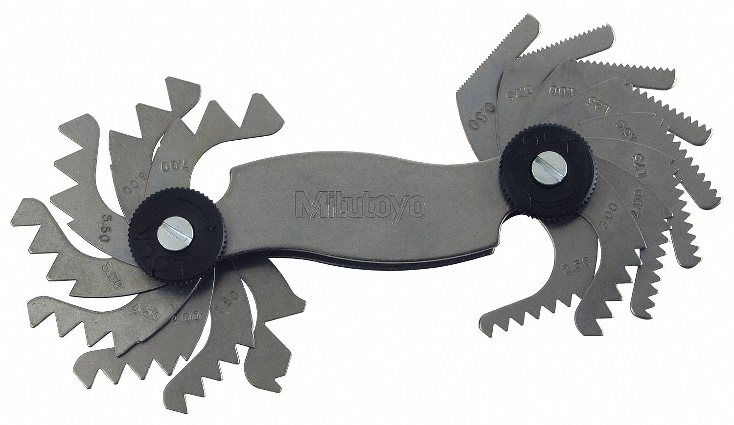 MITUTOYO Thread Pitch Gauge Set Metric, 18 Leaves, 0.4 mm to 7 mm