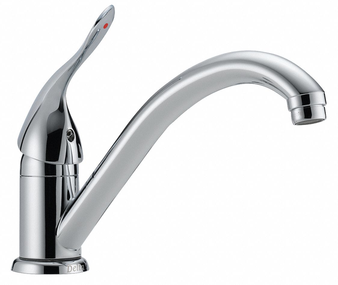 LOW ARC KITCHEN FAUCET: DELTA, NA, CHROME FINISH, 1.5 GPM FLOW RATE, 8 11/16 IN SPOUT LG