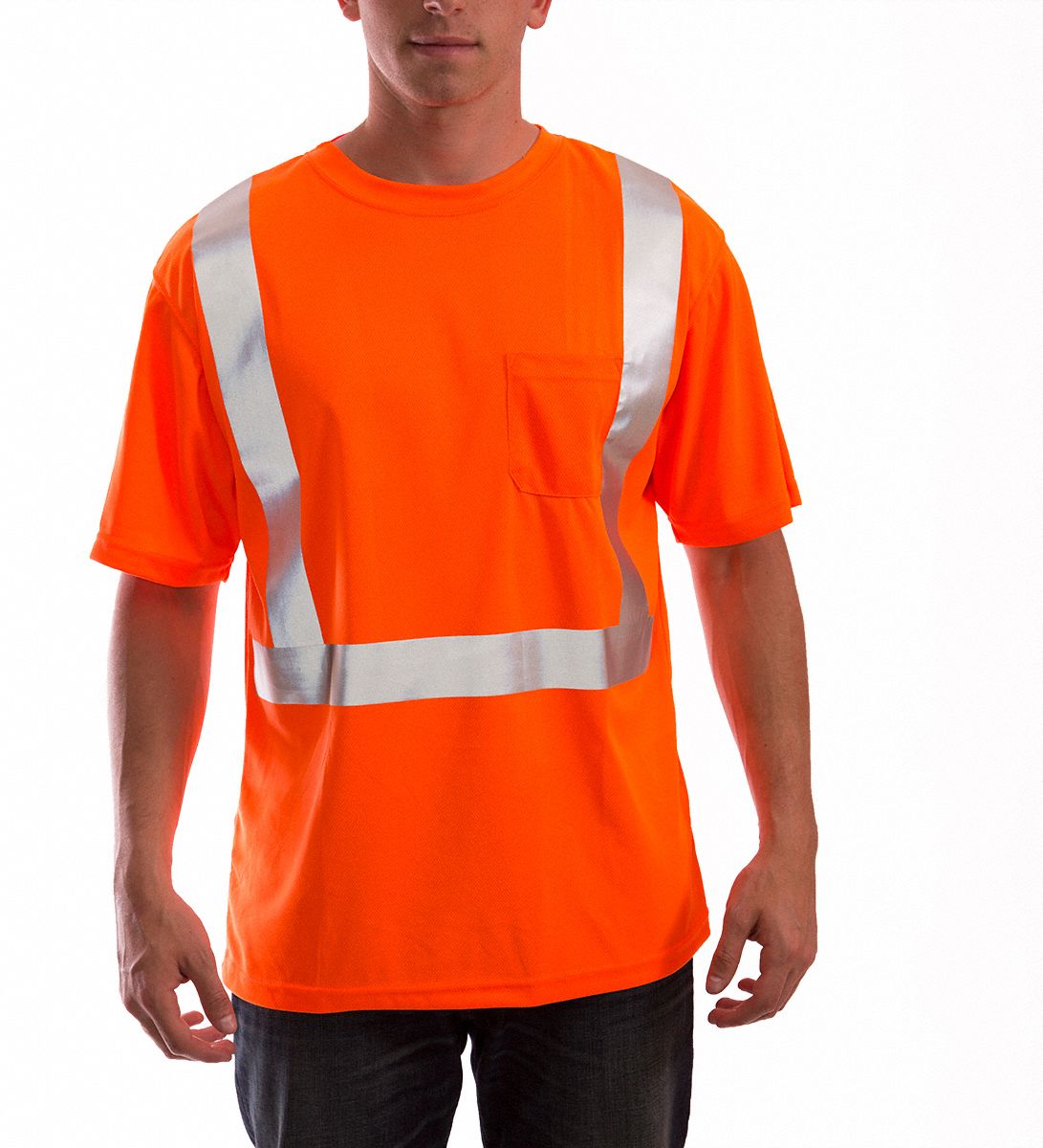 TINGLEY Orange High Visibility TShirt, 2XL, Birds Eye Polyester, 311/2 Length 6NRH6S75029