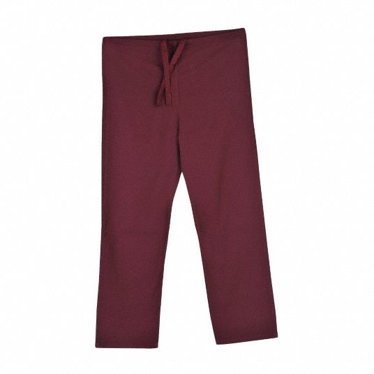 LANDAU Scrub Pants: Wine, Unisex, 27 in x 31 1/2 in, XS, Cotton ...