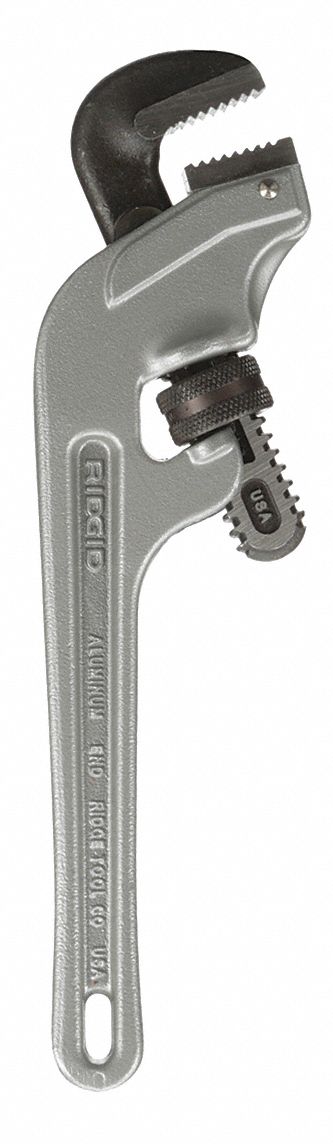 END PIPE WRENCH, 1 1/2 IN JAW CAPACITY, SERRATED, 10 IN OVERALL L, I-BEAM