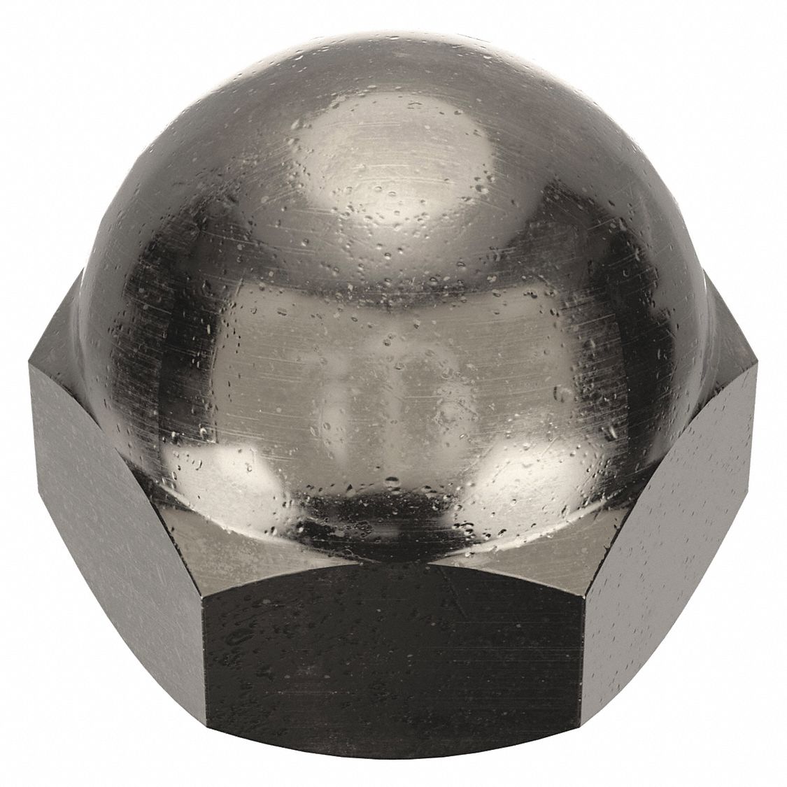 Cap Nut: #10-32 Thread, Nickel-Plated, C36000, Brass, 0.344 in Ht, 3/8 in Hex Wd, 25 PK