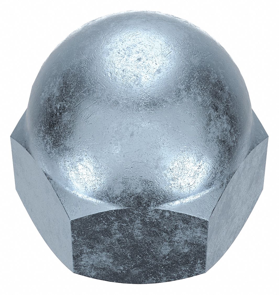 Cap Nut: #4-40 Thread, Zinc-Plated, 12L14, Steel, 0.25 in Ht, 1/4 in Hex Wd, 50 PK