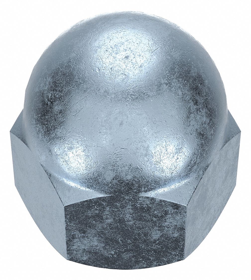 Cap Nut: #6-32 Thread, Zinc-Plated, 12L14, Steel, 0.344 in Ht, 5/16 in Hex Wd, 50 PK