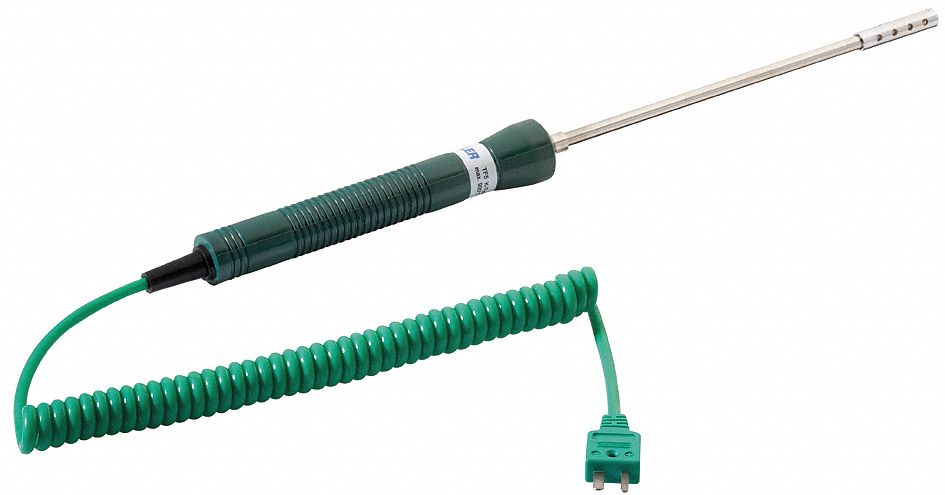 Flue Gas Temperature Probe: 0°F to 1, 652°F /-17°C to 900°C, ±0.3% Accuracy, 5.1 in Probe Lg