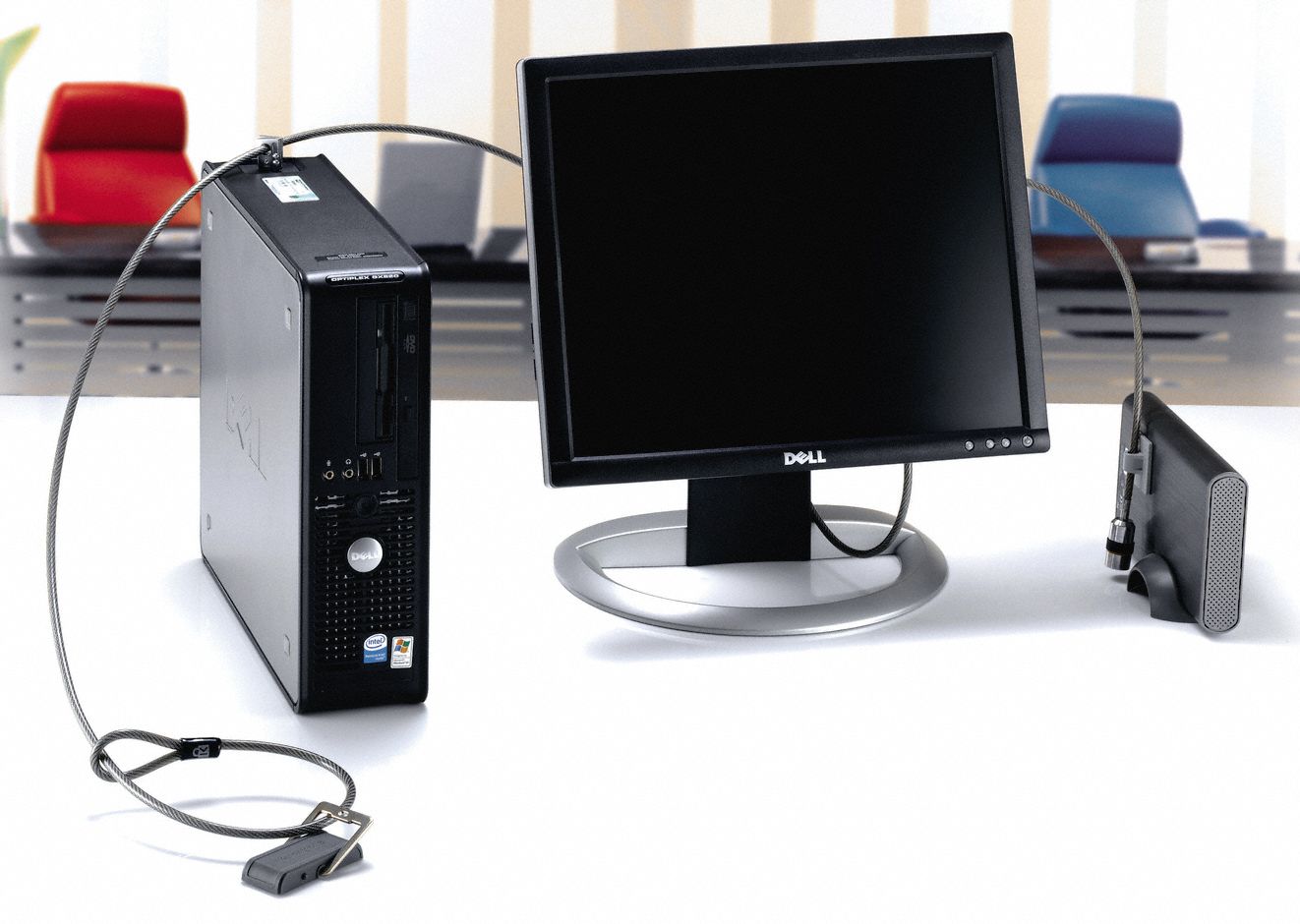 KENSINGTON Galvanized Steel Desktop & Peripherals Locking Kit, 8' x 13/