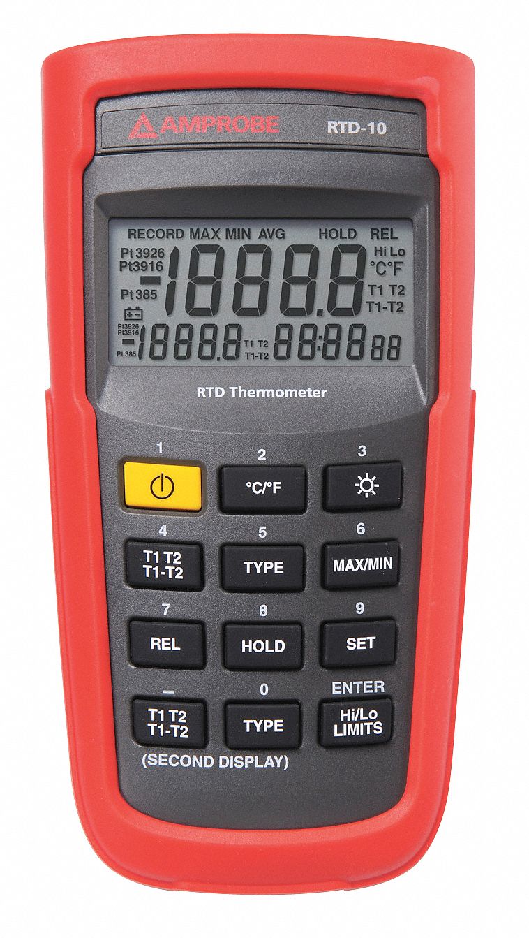 AMPROBE RTD Thermometer: RTD Temp Meter with Min/Max - 6NZG1|RTD-10 ...