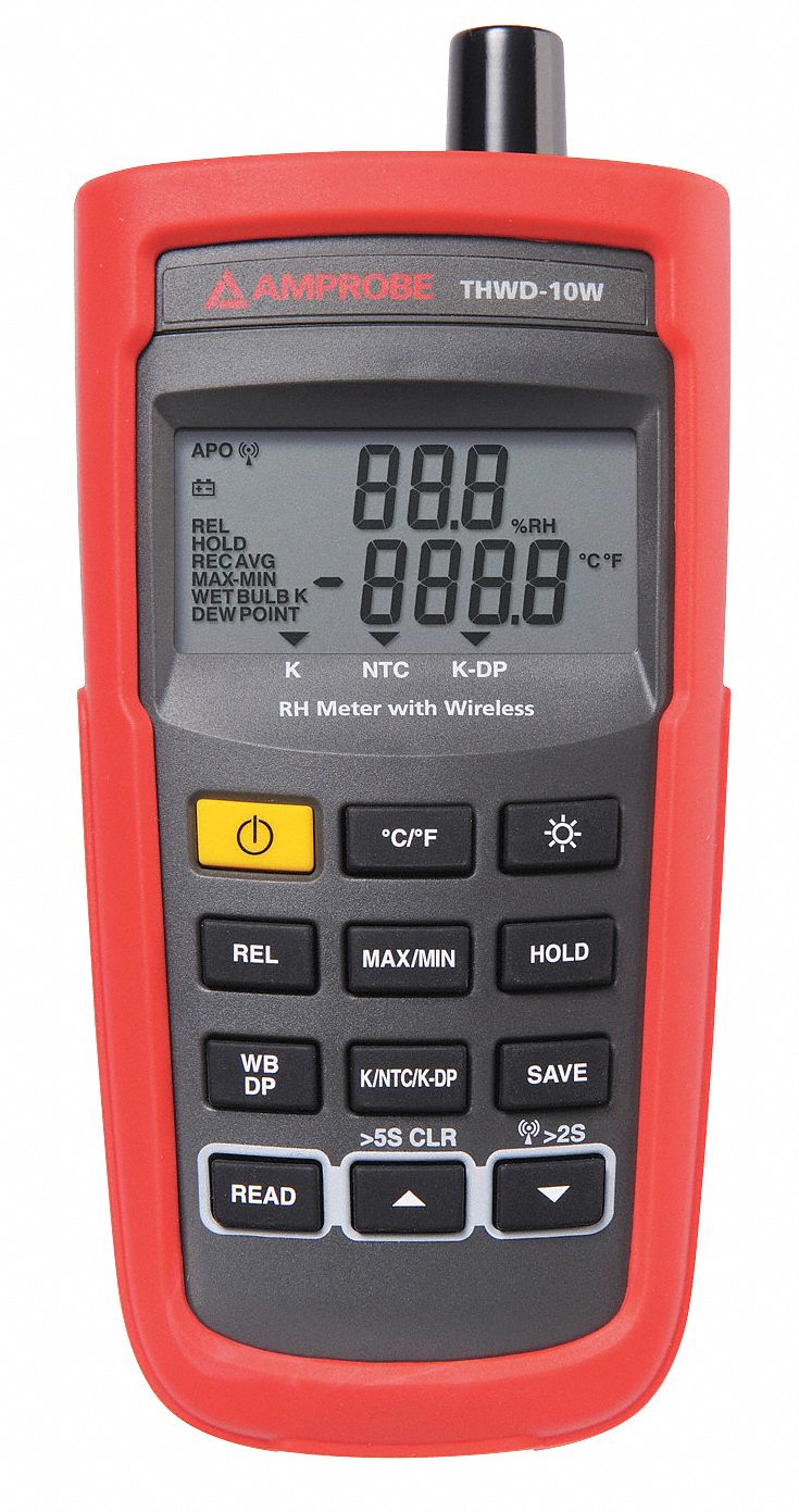 AMPROBE Temperature Humidity Meter 6NZG5THWD10W Grainger