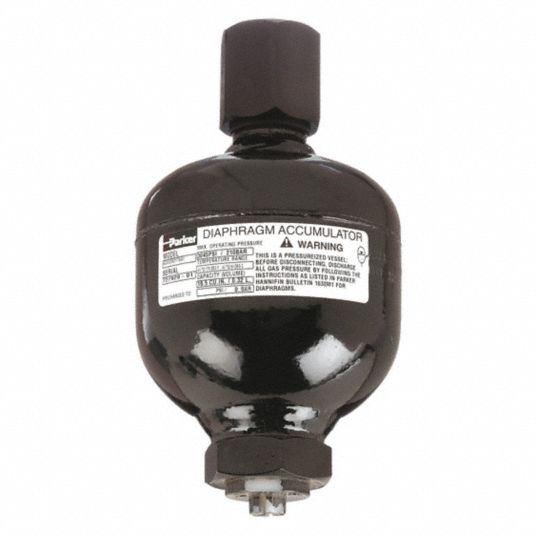 PARKER, 20 cu in Fluid Volume, 20 cu in, Diaphragm Accumulator 6NZK1
