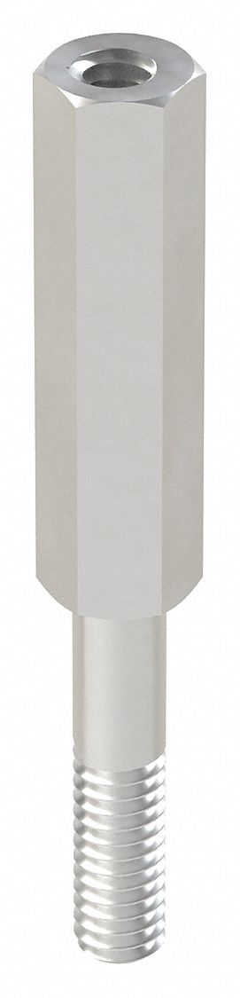 Standoff: #8-32 Thrd Sz, 2 in Lg, 1 1/4 in Body Lg, 1 in Thread Lg, 1/4 in Hex Wd, Aluminum, Plain