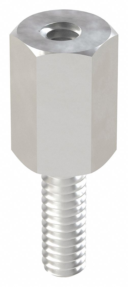 Standoff: 1/4"-20 Thrd Sz, 1 1/2 in Lg, 1 in Body Lg, 3/4 in Thread Lg, 1/2 in Hex Wd, Aluminum