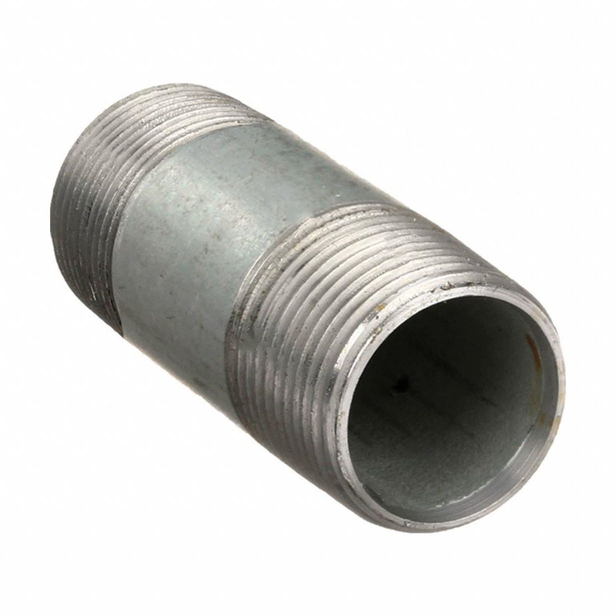 Nipple: Galvanized Steel, 1 in Nominal Pipe Size, 7 in Overall Lg, Threaded on Both Ends, Welded