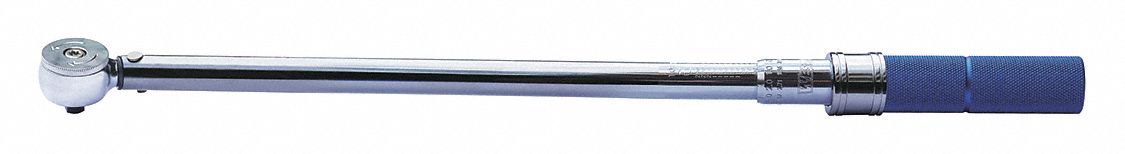 Micrometer Torque Wrench: Foot-Pound/Newton-Meter, 1/2 in Drive Size, 50 ft-lb to 250 ft-lb