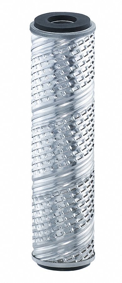 Water Filter Cartridge: 5 micron, Pleated, 7 gpm, ETP Steel, 2 1/2 in Outside Dia