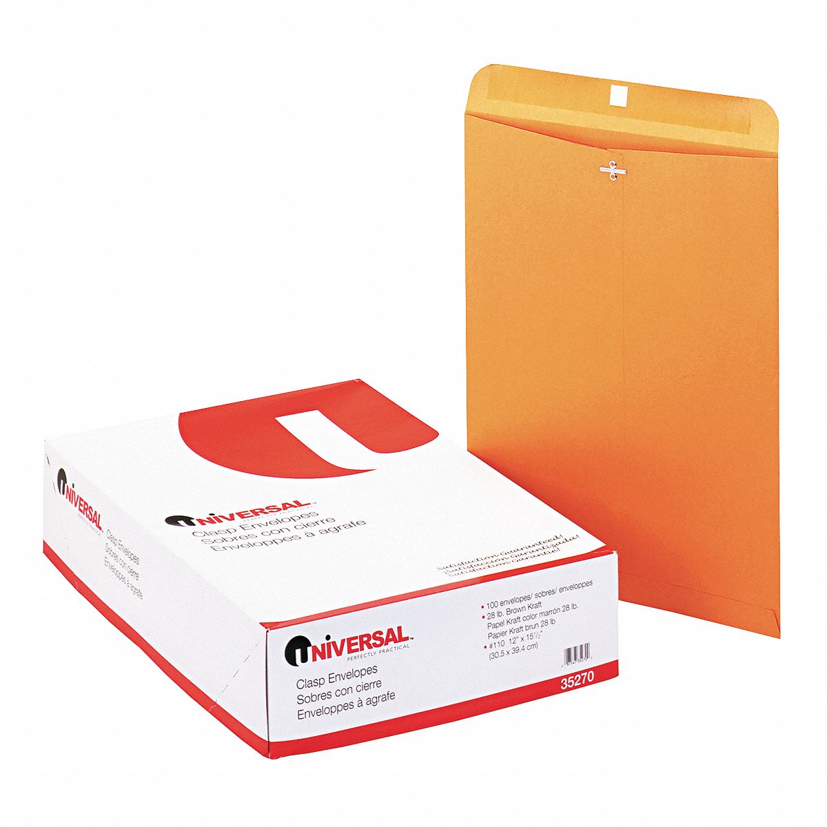 UNIVERSAL, 110 Envelope Size, Kraft, Manila Envelopes 6PDP9UNV35270