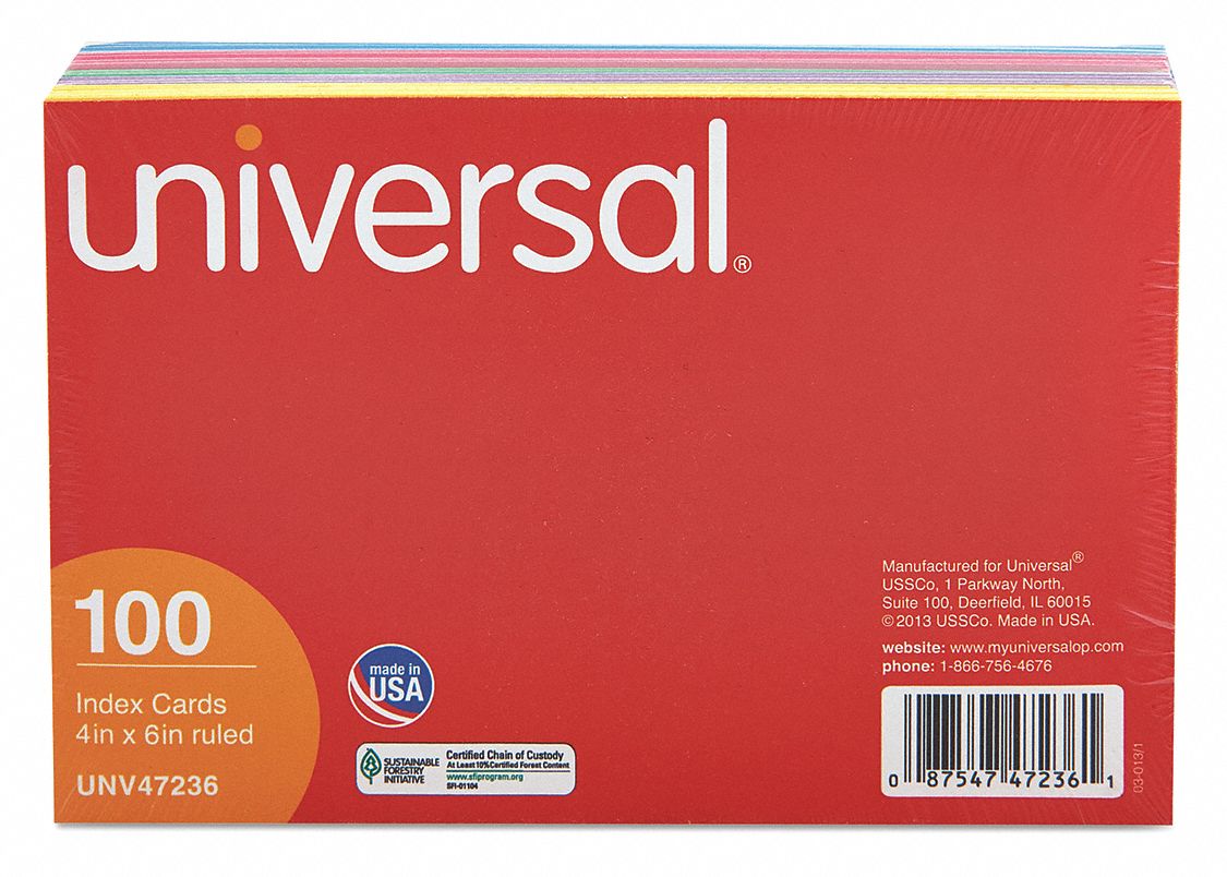 6PDV7 - Index Cards Ruled 4 x 6In.PK100