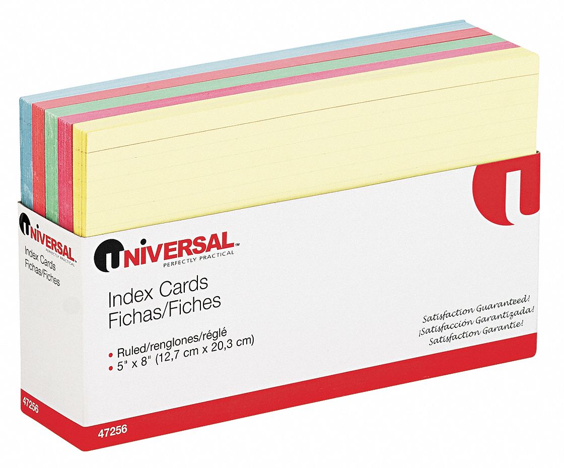 6PDV9 - Index Cards Ruled 5 x 8In.PK100