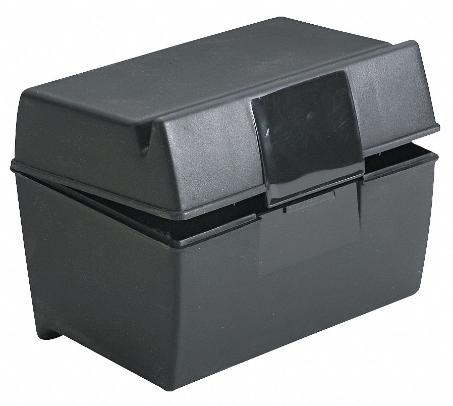 6PDW0 - Index Card File Box For 3 x 5 Cards Blk