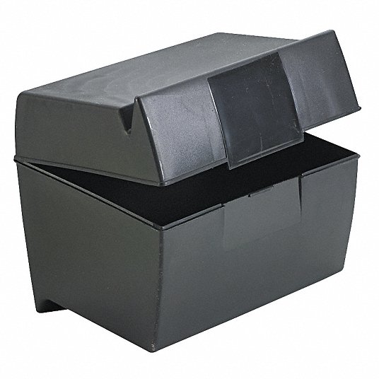 Index Card File Box: (500) 5 x 8 in Index Cards, Plastic, 8 5/8 in Wd