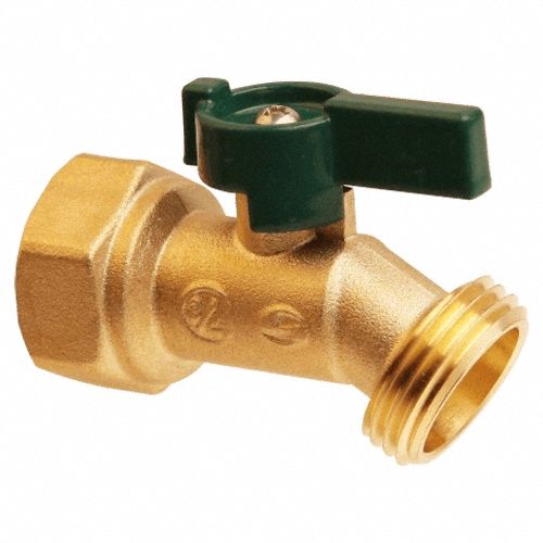 Hose Bibb: Quarter-Turn, Brass, Brass, Aluminum, 3/4 in Inlet Connection Size, NPT