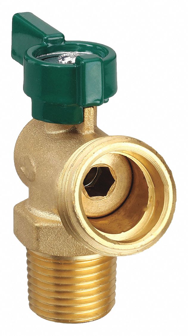 ROBINET DE PURGE DE CHAUDIÈRE À QUART DE TOUR, TAILLE DE TUYAU (VANNES) 1/2 PO, LAITON, COUPELLE/MNPT X MGHT