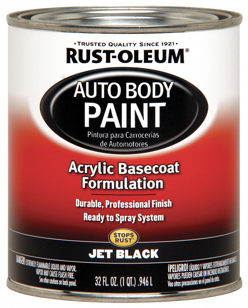 RUSTOLEUM Auto Body Paint Auto Body Paint, Exterior, Black, Metal, Solvent, Acrylic, Gloss