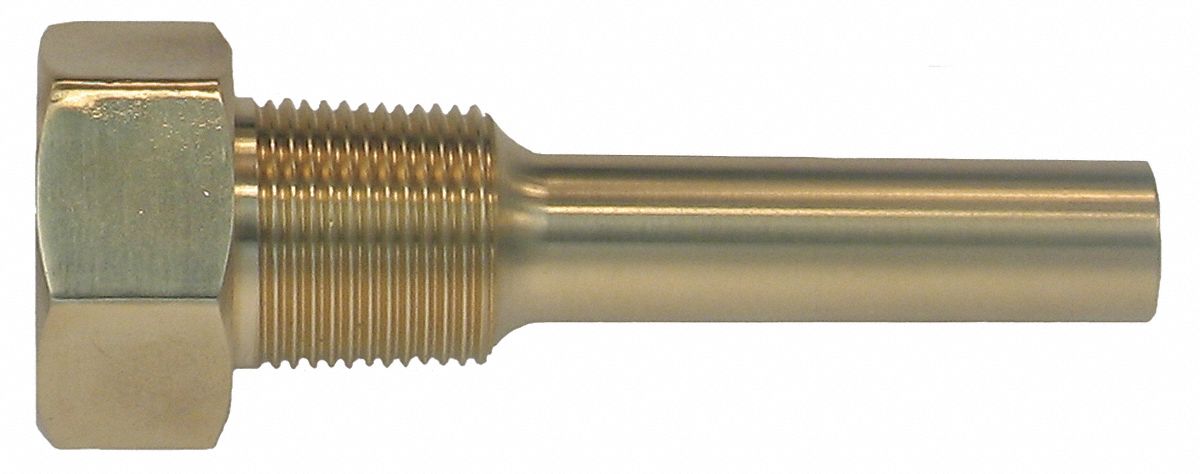 Threaded Thermowell: Stainless Steel, 3/4 in MNPT, For 3 1/2 in Stem Lg, 2 1/2 in Insertion Lg