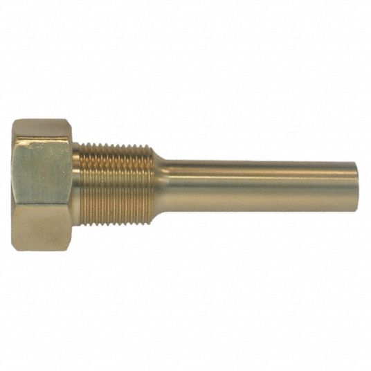 PALMER Threaded Thermowell, Stainless Steel, Shank Type Tapered, 3/4 in