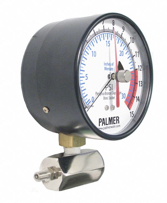 WAHL Pressure Gauge Gas Line Pressure Test Kit, Gas/Water/Air, 0 to 15