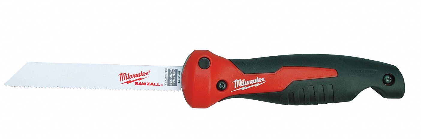 MILWAUKEE Folding Jab Saw: 6 in Blade Lg, Steel, 6 1/2 in Overall Lg, 18,  Rubber