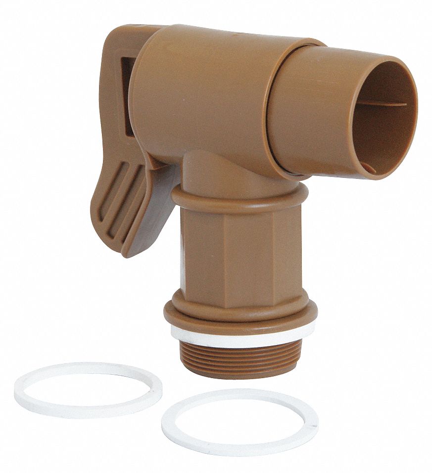 DRUM TAP, ERGONOMIC, 2 IN MALE NPT, 2 IN OUTLET CONNECTION SIZE, RIGID, BROWN