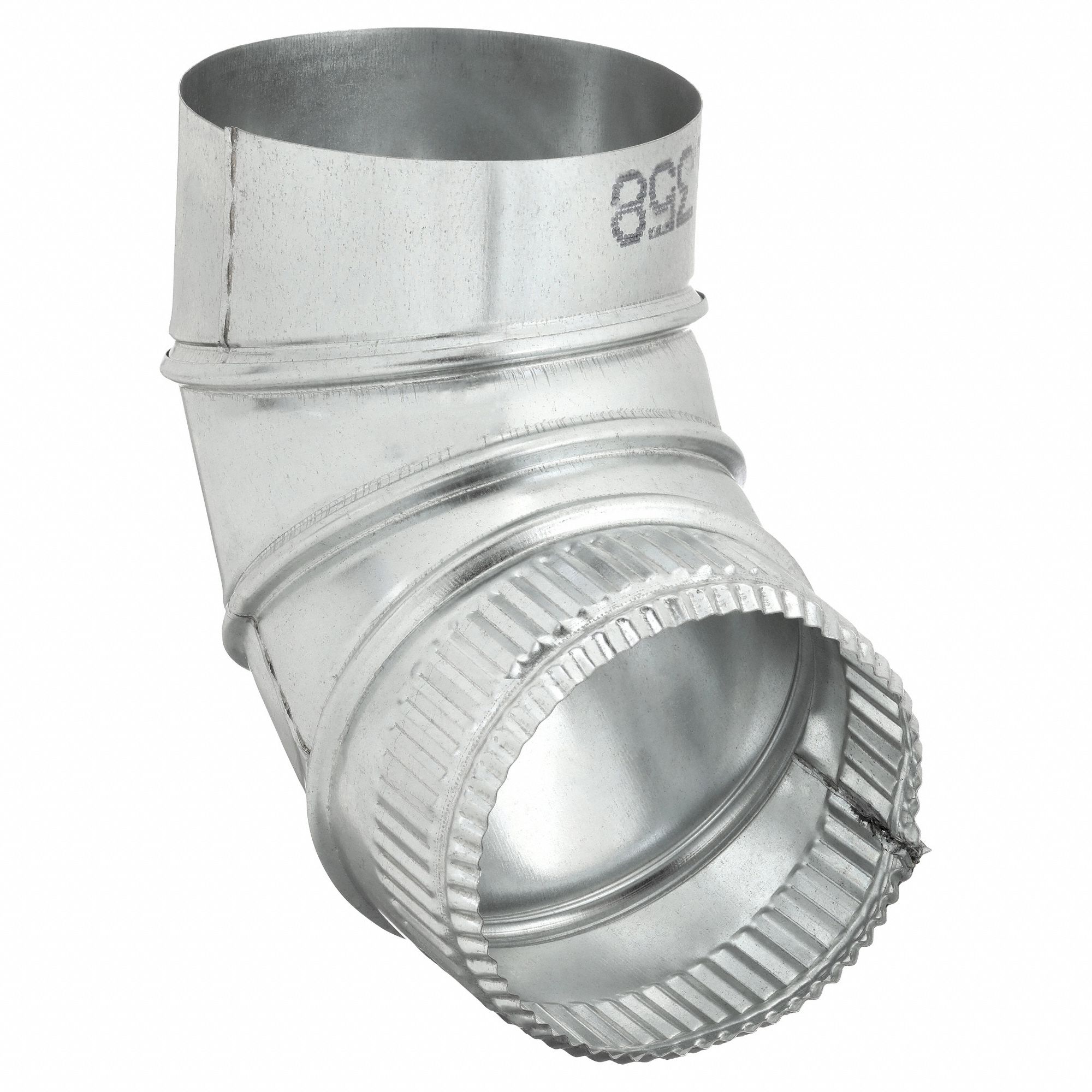 90 Degree Elbow: Steel, For 5 in Dia, 8 in Lg, 90° Angle, 5 1/2 in Centerline Radius, 5 in Inlet Dia