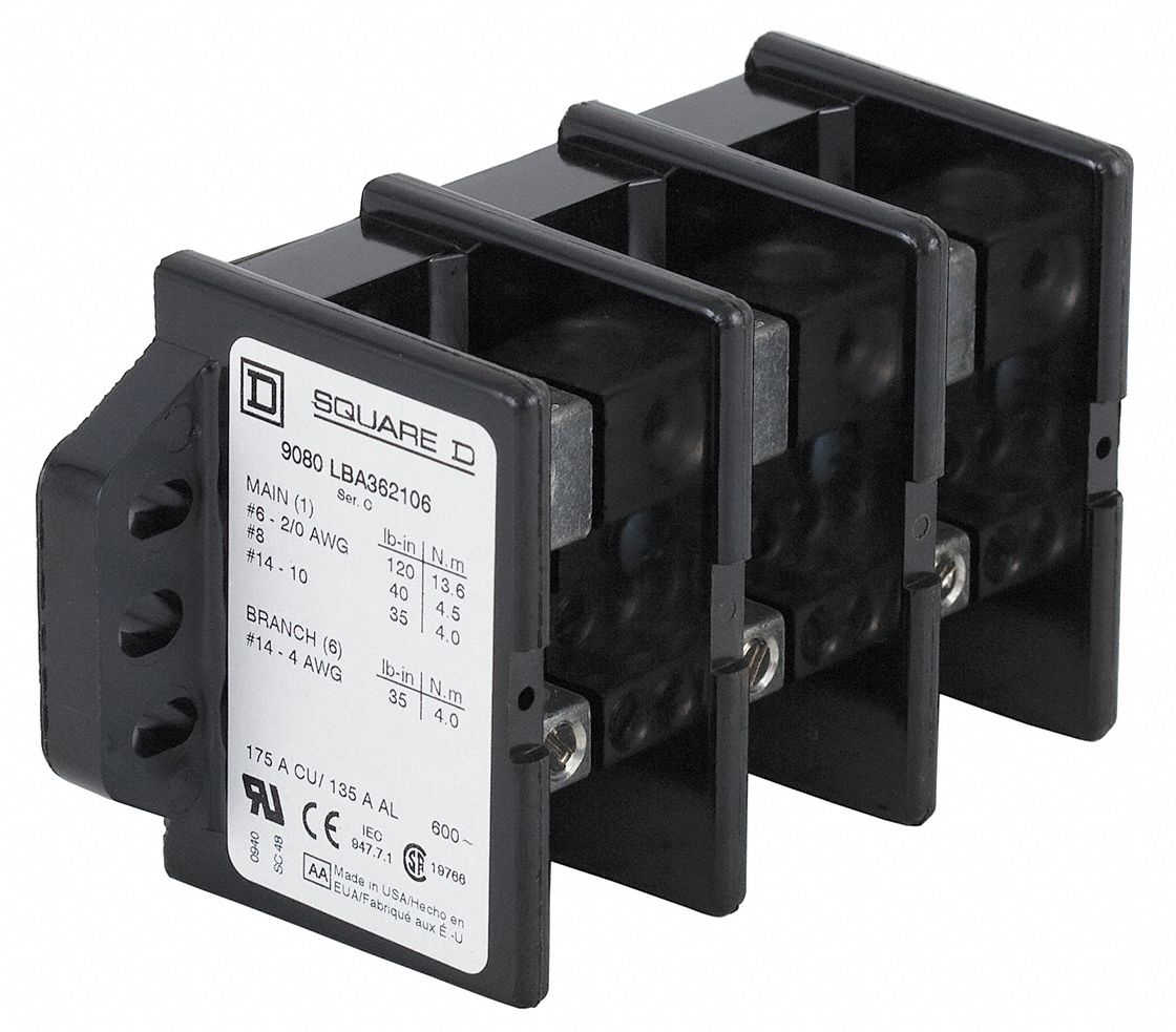 SQUARE D Power Distribution Block, 335 A Max. Amps, Number of Poles 2