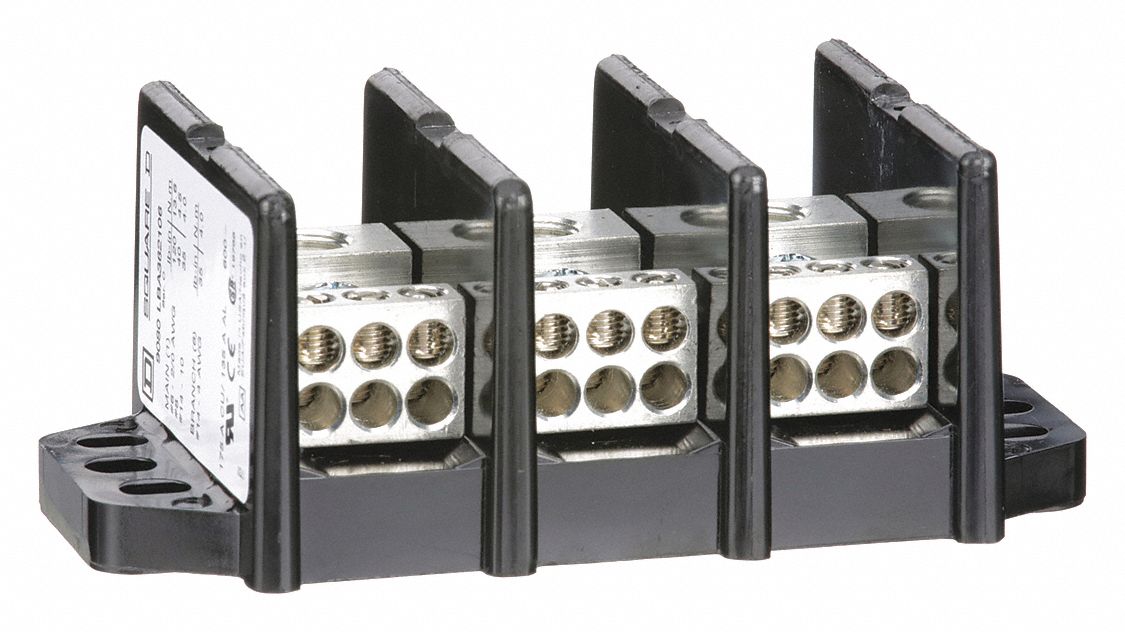 SQUARE D Power Distribution Block: 3 Poles, Surface Mount