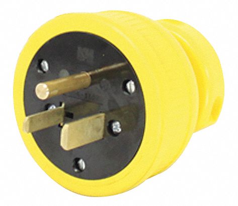 DUST TIGHT STRAIGHT BLADE PLUG, 6-50P, 50 A, 250V AC, YELLOW, 2 POLES